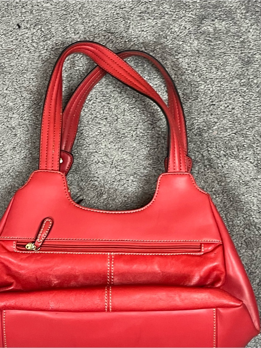 Aurielle Red Leather Shoulder Bag with Heart Hardware - Picture 6 of 8